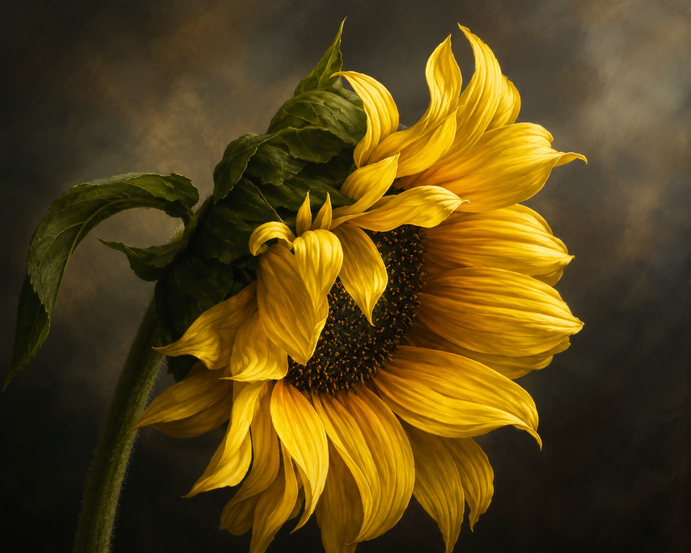 Dramatic sunflower portrait